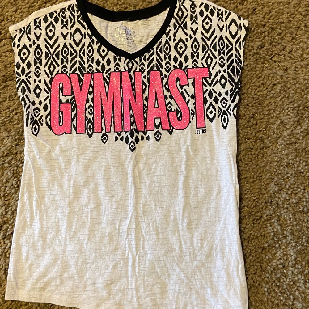Justice Pink and White Gymnast Top